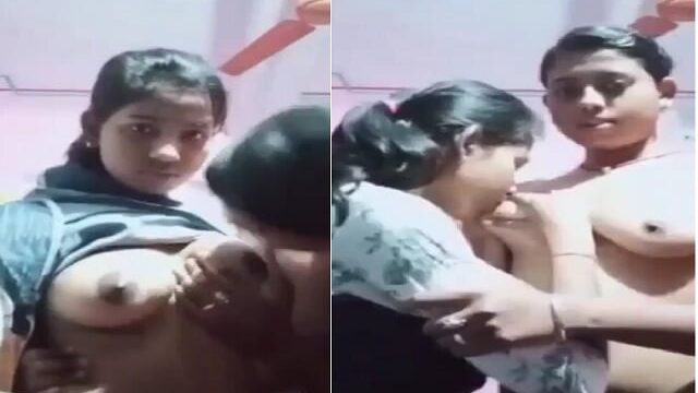 Young desi lesbian sisters boob sucking in home xxx