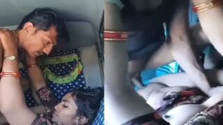Fucking village girlfriend in car leaked outdoor sex