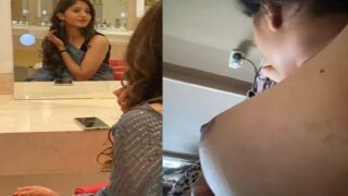 Horny boyfriend press sleeping girlfriend soft boobs