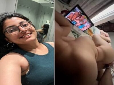 Indian sexy ass girl watching porn sex video after fucking