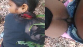 College girl desi outdoor sex with boyfriend in jungle xxx