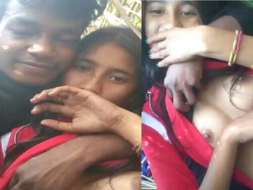 GF outdoor boob press and pussy rubbing by lover clip