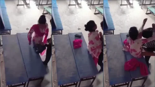 Bihari lover couple fucking in closed classroom bench