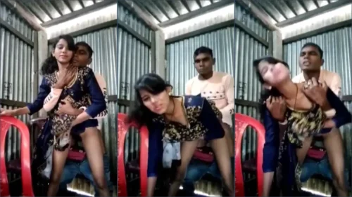 Slim sexy Village couple sex in doggy style in shed