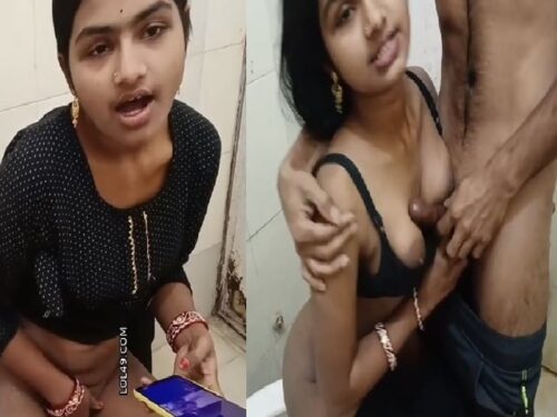 Indian wife doggy sex in restroom with manager