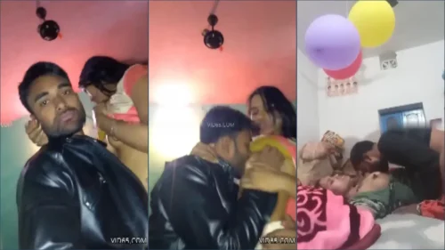 Desi girl birthday sex with bf after party boobs sucking hard fucking