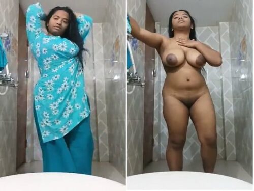 Desi massive boobs girl xxx striping salwar suit in bathroom free porn