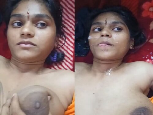 Cute eyes Telugu bhabhi Desi hot blowjob and cum facial