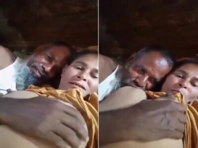 Old muslim Uncle sucking wife boobs in viral free selfie sex clip