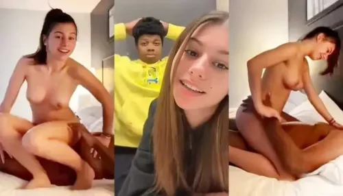 Famous Instagram girl sex tape riding boyfriend’s big black cock